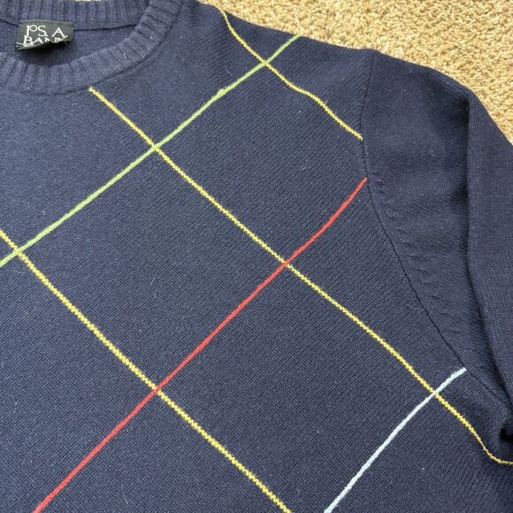 Jos. A. Bank Lambs Wool Blend Pullover Sweater Patterned Navy Men’s Size XL - Picture 4 of 9